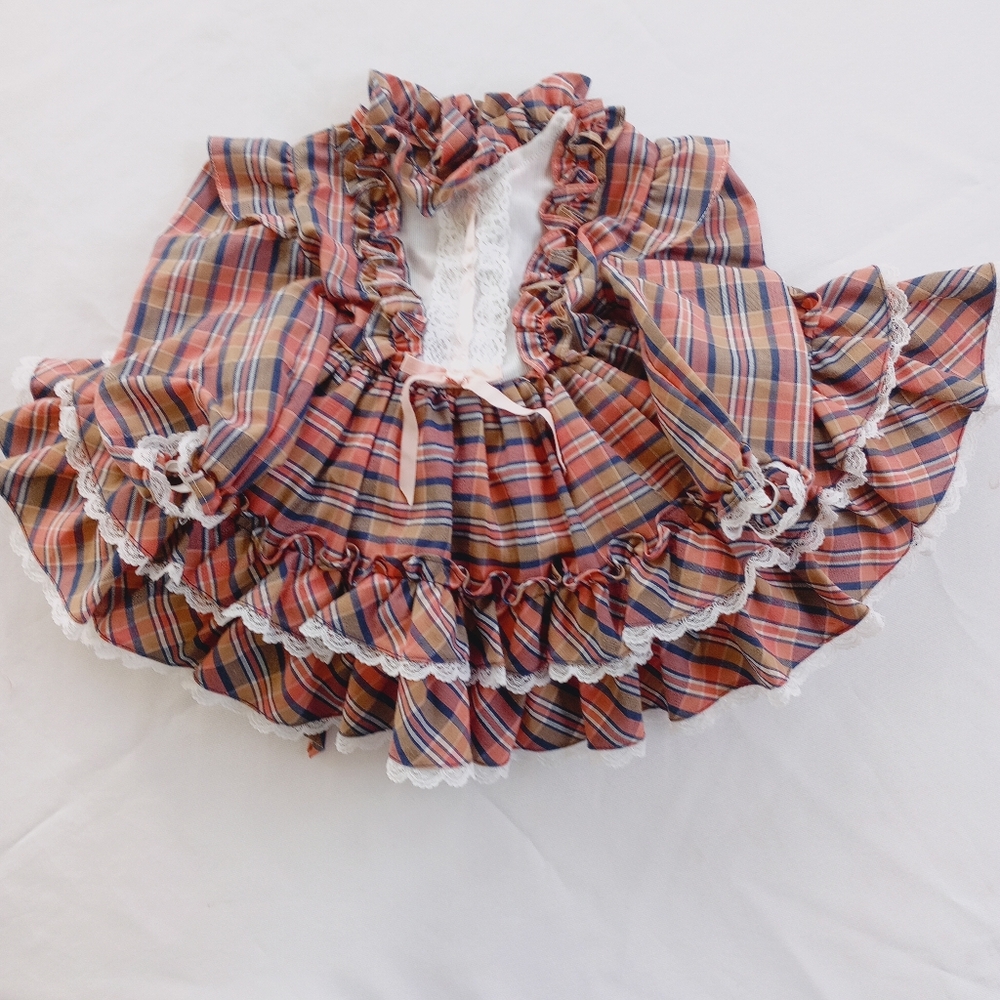Vintage MISS QUALITY Full Circle Plaid Ruffle Dress - Pink and Blue Size 2T